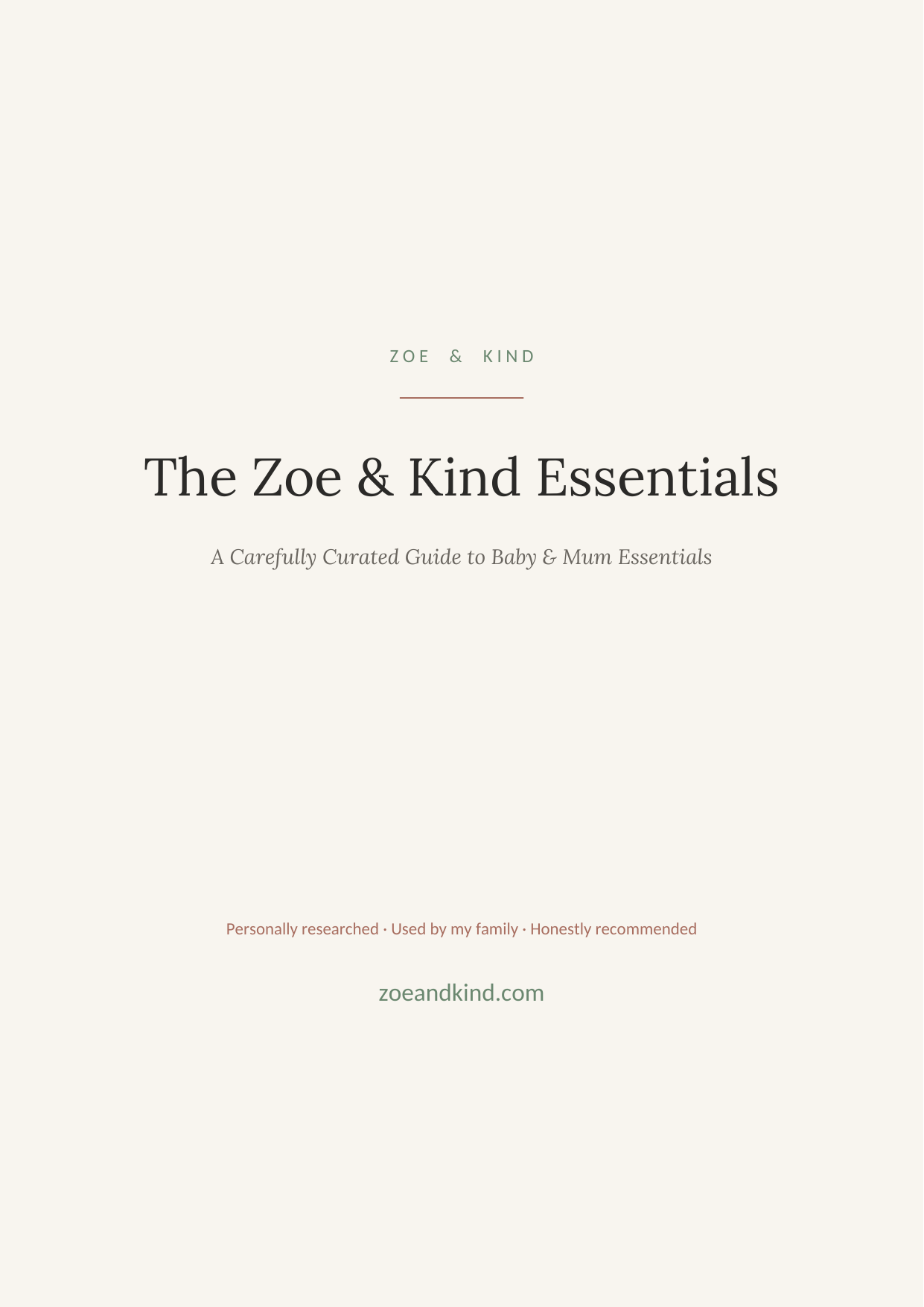 The Zoe & Kind Essentials — guide cover